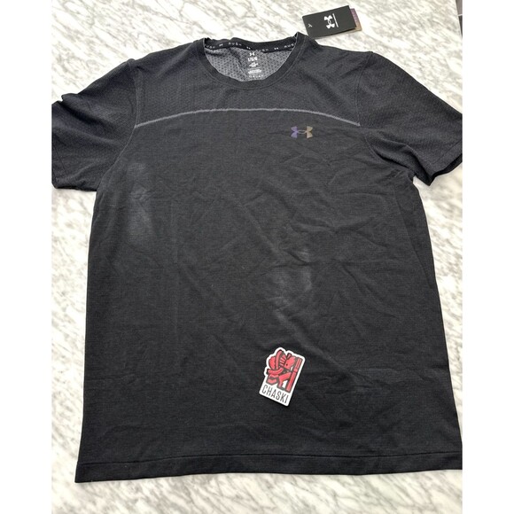 Under Armour Seamless Rush SS Jersey Black Mens Large Fitted 1382799 001 NEW - Picture 1 of 10